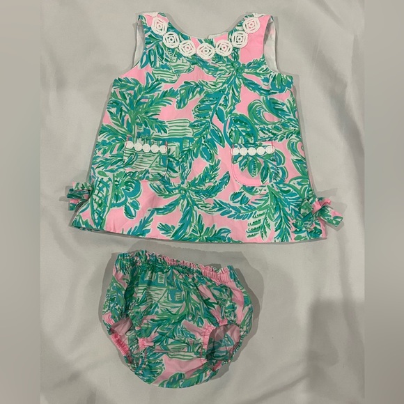 Lilly Pulitzer Other - Lilly Pulitzer Classic Shift Baby Dress with Bloomers Pink Sand Paradi 3-6months